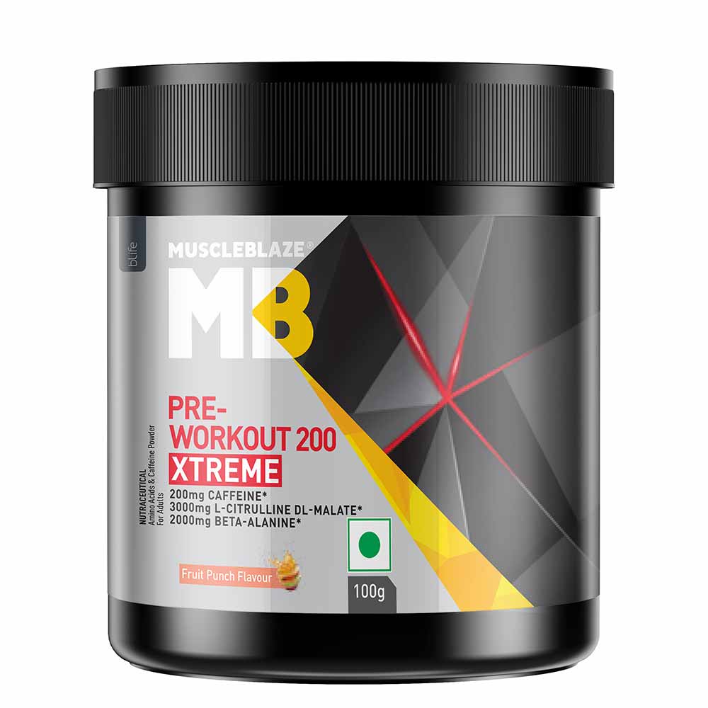 MuscleBlaze PRE Workout 200 Xtreme,  0.22 lb  Fruit Punch