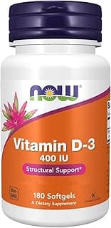 Now Foods Vitamin D-3 400 IU Pack of 180 Softgels