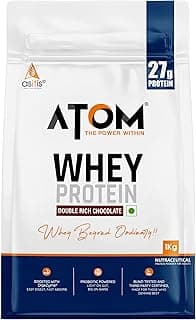 as it is AS-IT-IS Nutrition ATOM Whey Protein 1kg | 27g protein | Isolate & Concentrate | Double Rich Chocolate | USA Labdoor Certified | With Digestive Enzymes for better absorption