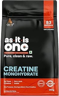 as it is AS-IT-IS One Creatine Monohydrate - 250g Unflavoured I Pure & Micronized I Rapid Absorption, Supports Enhanced Muscle Strength, Stamina & Muscle Growth