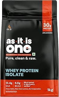 as it is AS-IT-IS ONE Whey Protein Isolate - 1kg Unflavoured, 30g Protein per Serve. Pure, Clean & Raw, No Amino Spiking