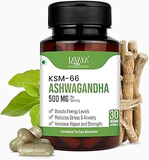 ashwagandha ksm 66 Ashwagandha KSM-66 Capsule 500 MG - For Extra Strength & Power | For Stress Relief & Athletic Support | 5% Withanolides (Withania Somnifera Extract) | Natural & Pure - 30 Veg Capsules