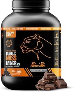 BeastLife High Protein Mass/Weight Gainer | 2.5 KG | Belgian Chocolate | NABL LAB Tested | For Muscle Gain & Fast Growth | Cereal-Based Formula, No Maltodextrin | India's #1 Cereal Based Bulk Gainer