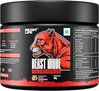 beastlife pre workout Beastlife Pre-Workout | 105 gm | Fruit Punch Flavor | Boosts Pump & Energy | Speeds Up Recovery | 2000 mg Citrulline | 2500 mg Beta-Alanine | 200 mg Caffeine | 500 mg Betaine
