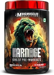 Bigmuscles Nutrition Karnage Pre workout (60 Servings, Sex On the Beach) | Pre-workout Supplement Supports to Improve Focus, Strength, Energy and Pump, Banned Substance Tested, Dope Free, 300g