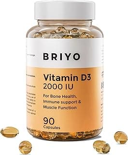 Briyo Vitamin D3 2000 IU - 90 Softgels - For Bone Health, Muscle Function and Immune Support Healthy Bone Function Strong Muscles Boost Immune System for Men/Women