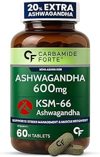 Carbamide Forte Ashwagandha KSM66 600mg - 60 Tablets I KSM 66 Ashwagandha Tablets for Men & Women | Supports Stress Management & Muscle Recovery