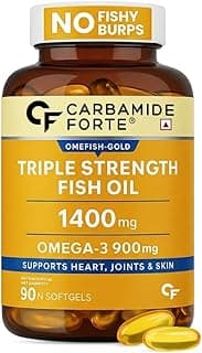 Carbamide Forte Triple Strength Omega 3 Fish Oil Capsules 1400mg | Fish Oil Omega 3 Supplement | Omega3 Fatty Acid Fishoil Supplement To Support heart, Joints & Skin - 1400mg | 90 Softgel Capsules