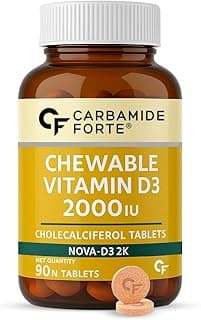 Carbamide Forte Vitamin D3 2000IU | Vitamin D3 Supplements For Men & Women - Cholecalciferol Tablets | Vitamin D Tablets For Bones & Immune Health | Raspberry Flavoured - 90 Tablets