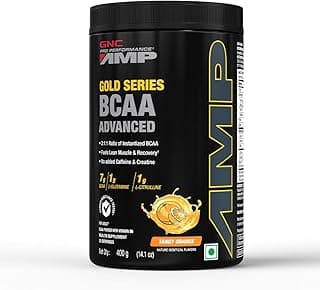 GNC AMP Gold Series BCAA Advanced | 400 gm | 30 Servings | Fastest Muscle Recovery | Maximized Workout Performance | Formulated In USA | 7g BCAA | 1g L-Glutamine | 1g L-Citrulline | Tangy Orange