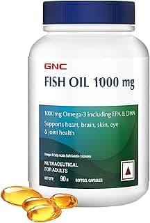 GNC Fish Oil 1000mg Omega-3 with 180mg EPA & 120mg DHA |For Heart, Brain, Joint & Vision Support | Ultra-Pure, & Enteric-Coated For No Fishy Aftertaste | USA Formulated, 1 count, 90 capsules