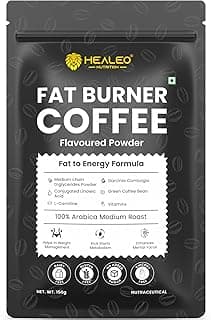 HEALEO Fat Burner Coffee 150g for Men & Women – Instant Coffee with MCT, L-Carnitine, Garcinia Cambogia & Green Coffee Bean Extract | Supports Healthy Weight Management