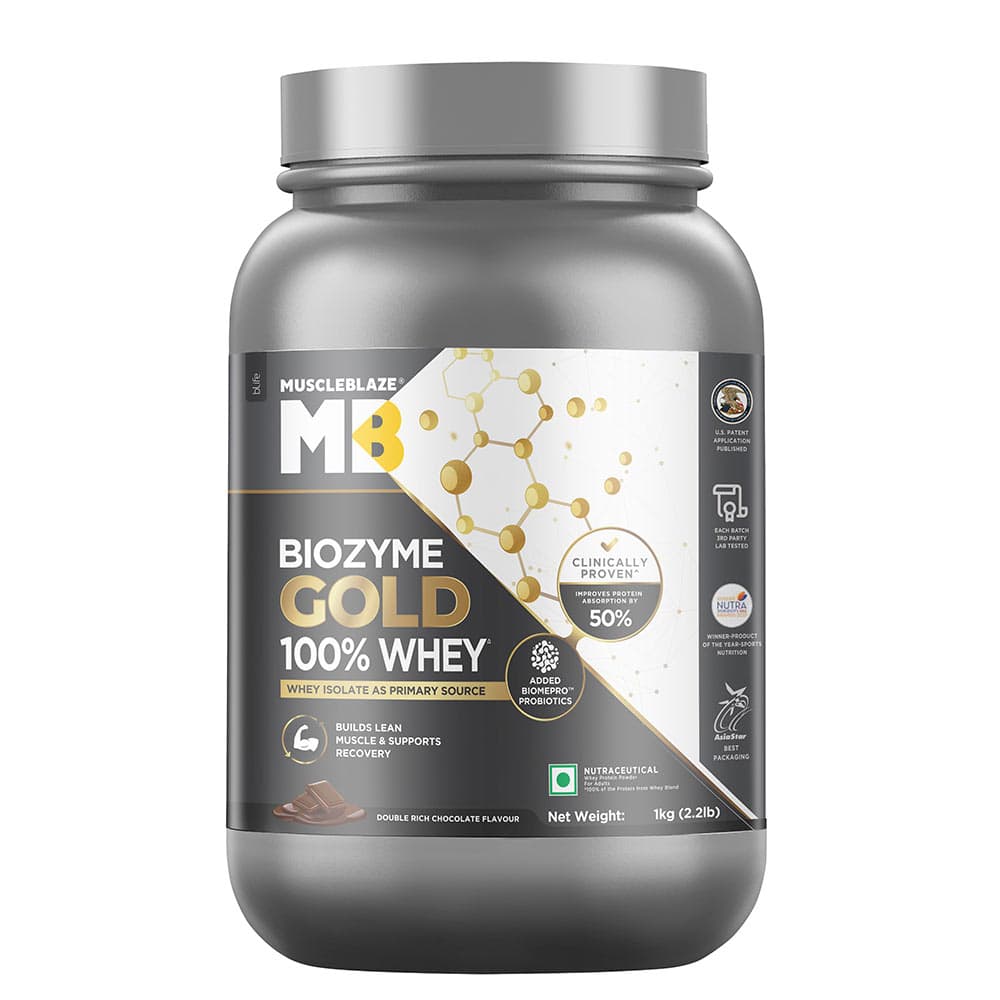 MuscleBlaze Biozyme Gold 100% Whey, 2.2 lb Double Rich Chocolate