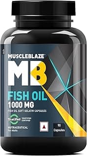 MuscleBlaze Omega 3 Fish Oil (90 Capsules) | Trustified Certified for Accuracy & Purity | 1000mg Omega 3 with 180mg EPA & 120mg DHA