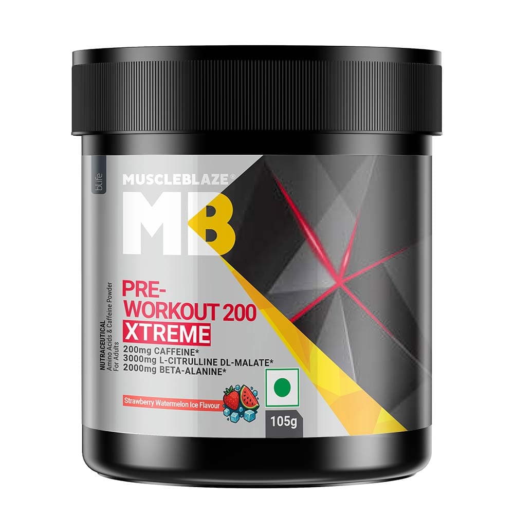 MuscleBlaze PRE Workout 200 Xtreme, 0.23 lb Strawberry Watermelon Ice