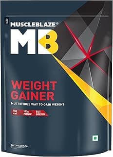 MuscleBlaze Weight Gainer Powder with Added Digezyme, Chocolate (10 Servings, 1kg / 2.2lbs) | 12g Protein, 72g Carbs Per Scoop