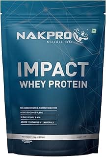 NAKPRO NUTRITION Impact Whey Protein Isolate & Concentrate | 1 kg | 24g Protein | Coffee | Trustified Certified | Added Digestive Enzymes, Vitamins & Minerals