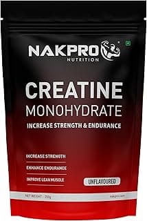 NAKPRO NUTRITION Micronised Creatine Monohydrate | 250g (83 Servings) | Unflavoured | Trustified Certified | Rapid Absorption Pre/Post Workout