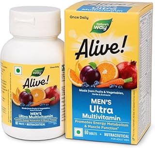 nature s way Nature’s Way Alive Men’s Ultra Multivitamin Tablet for Muscle function, Overall health, Immunity & Energy | Multivitamin with Vitamin A, B, C, D, Calcium, Zinc & Magnesium - 60 Veg tablets