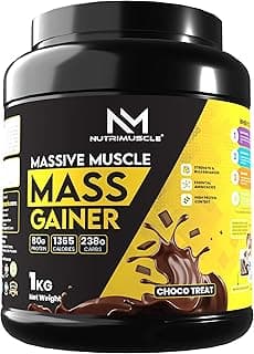 Nutrimuscle Massive Muscle Mass Gainer -1 Kg - Choco Treat (Chocolate) Flavour - for Mass, Muscle, Power & Strength Gain -Contains CREATINE MONOHYDRATE - High protein Gainer