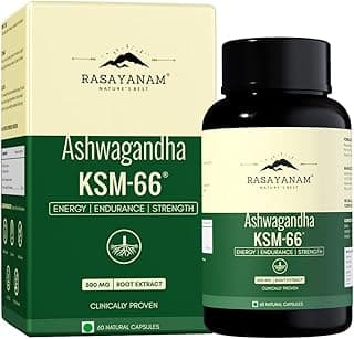 Rasayanam Ashwagandha KSM-66® | 5% Withanolides for Max Results | Clinically Proven 100% Pure Root Extract | Stress Relief, Energy & Recovery Support | World’s Strongest Ashwagandha | 60 Capsules