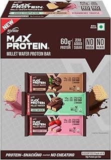 RiteBite Max Protein Assorted 60g Protein Wafer Bars (Pack of 6), Made of Millets, No Maida, No Palm Oil, Zero Added Sugar, Super Healthy Wafer Snack for You