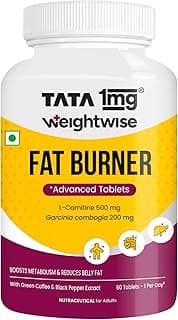 Tata 1mg Weightwise Fat Burner for Weight Loss with L-Carnitine, Garcinia Cambogia & Green Coffee Extract | Weight Management Supplement for Men & Women | 60 Veg Tablets