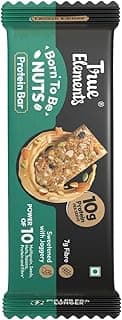 True Elements Born To Be Nuts Protein Bar 50gm - Crunchy Protein Bar | 10g Protein + 7g Fibre | Sweetened with Jaggery | Healthy Protein Snack