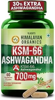 vlado s himalayan Vlado's Himalayan Organics Ashwagandha KSM-66 - 700 MG | 5% Withanolides for Max Results | Clinically Proven 100% Pure Root Extract | Stress Relief, Energy & Recovery Support |Triple Strength Formula I World’s Strongest Ashwagandha | 60 Capsules