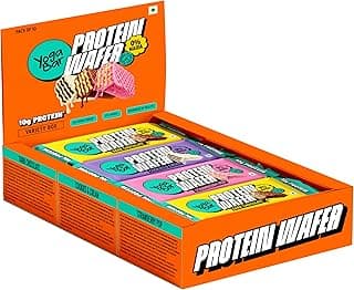 Yogabar 10g Protein Wafer Bars Variety Pack | Strawberry Pop, Dark Chocolate & Cookies & Cream | Crunchy High Protein Bars | 0% Maida | Made with Goodness of Millets and Multigrain | 40g Each | Pack of 10