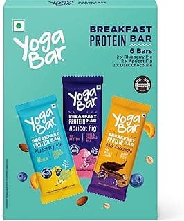 Yogabar Breakfast Bars Variety Pack | Daily Protein Bar | High Energy & Nutrition Bars | High Protein and Fibre | Pack of 6 Protein Bar x 45g | No Preservatives