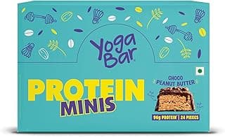 Yogabar Protein Minis, 4g Protein Bar (24 Bars, Choco Peanut Butter) | Dark Chocolate Bar with no Trans Fat | Healthy Snacks for Kids & Adults | Peanut filled Chocolate Box | Rich in Protein & Fiber